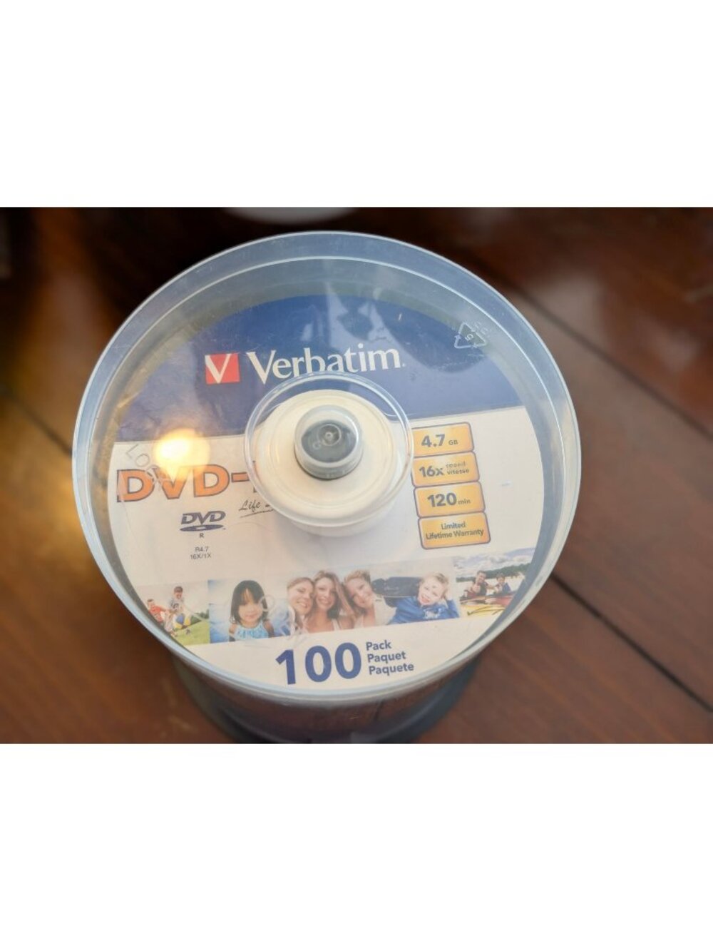 Verbatim 100-Pack DVD-R 4.7GB 16X Speed 120-Minute Blank Discs With Limited Life
